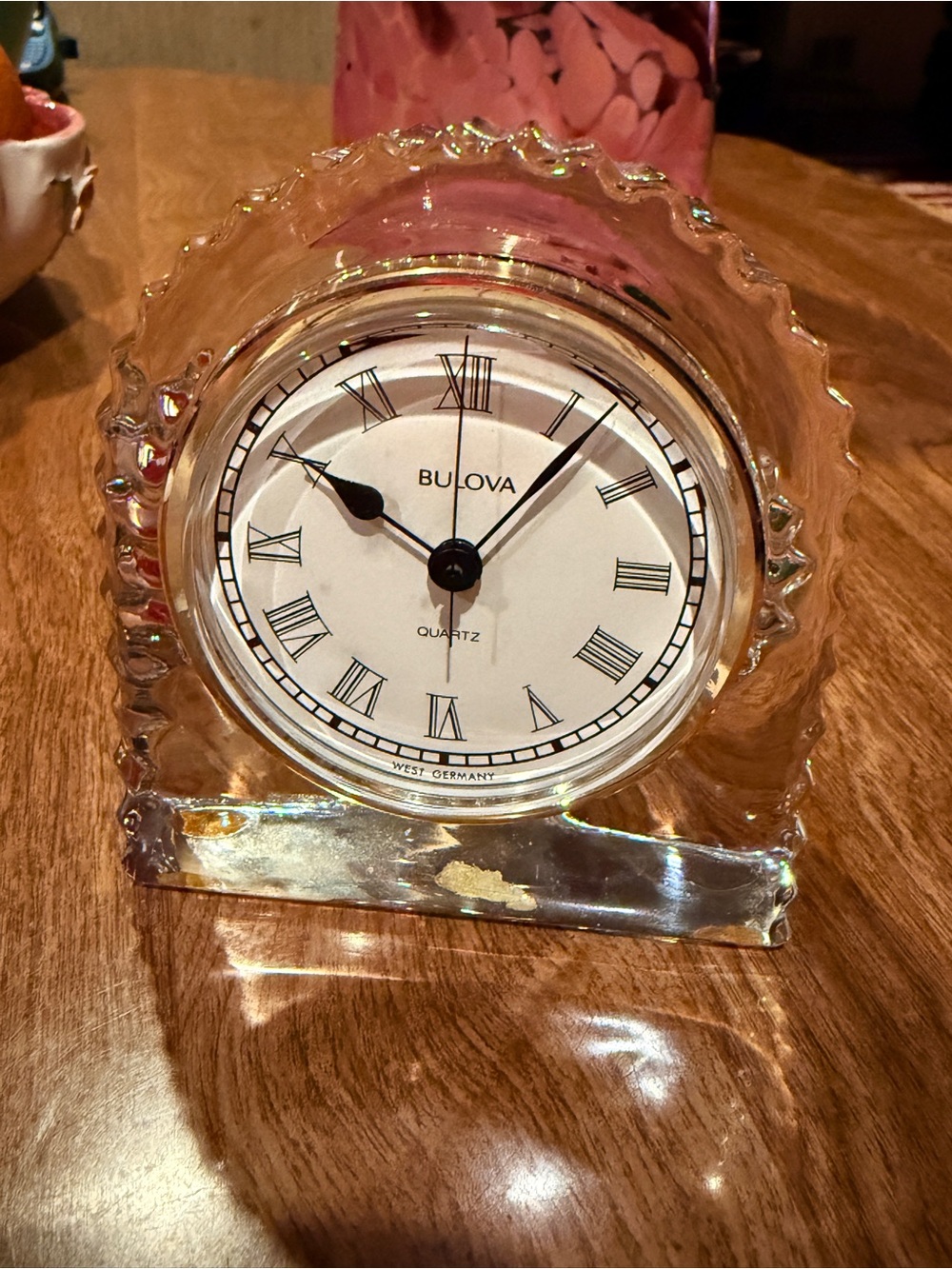 Bulova Clear Glass Clock -4.5 inches tall